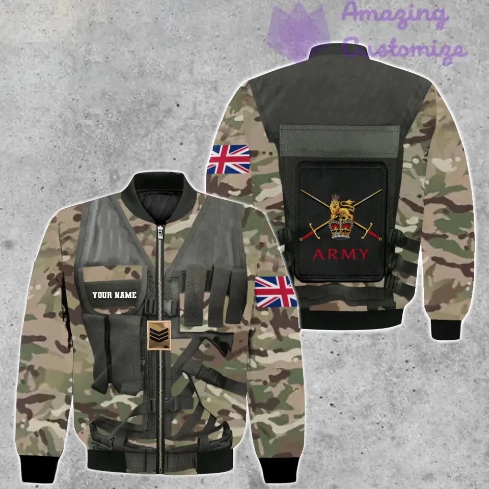 Personalized UK Soldier/ Veteran Camo With Name And Rank Hoodie 3D Printed  - 1101240001