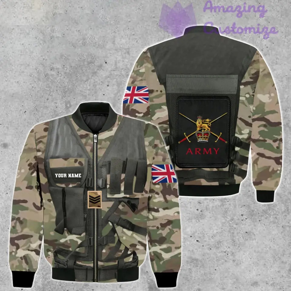Personalisierter Kapuzenpullover mit Camouflage-Muster für britische Soldaten/Veteranen mit Namen und Rang, 3D-Druck – 1101240001