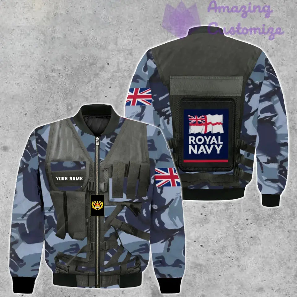 Personalisierter Kapuzenpullover mit Camouflage-Muster für britische Soldaten/Veteranen mit Namen und Rang, 3D-Druck – 1101240001