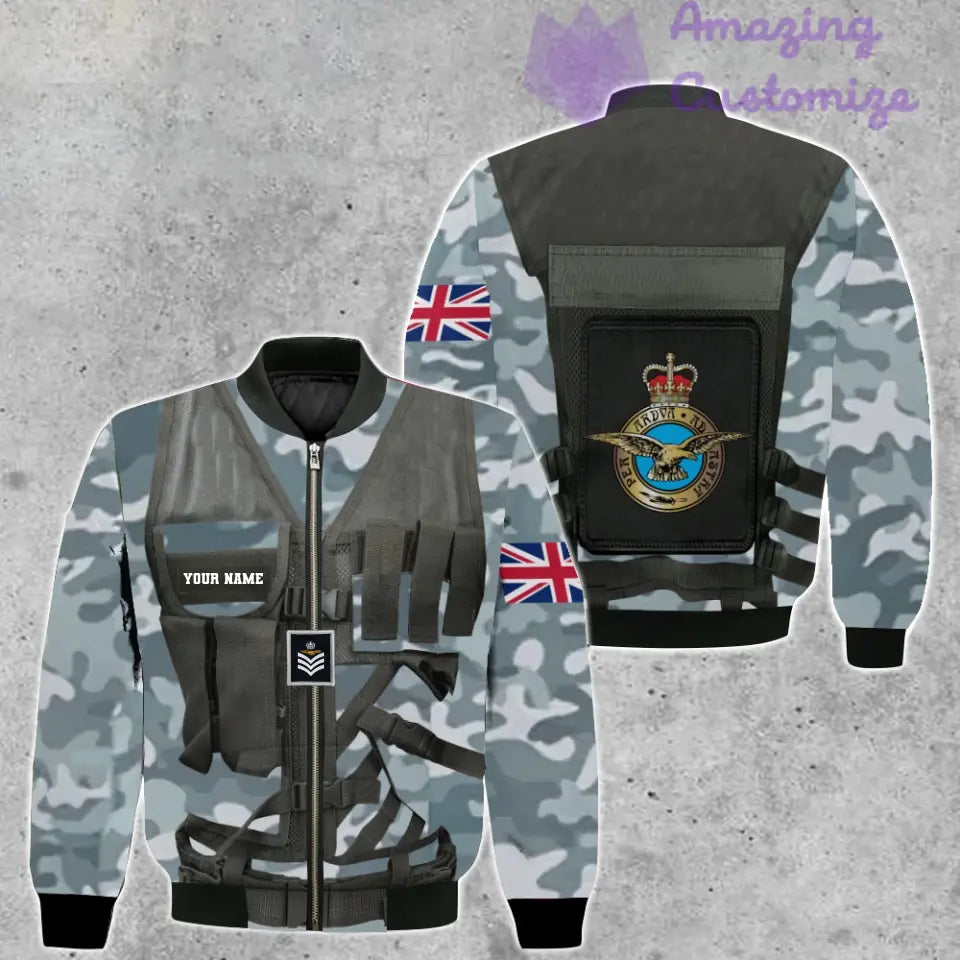Personalisierter Kapuzenpullover mit Camouflage-Muster für britische Soldaten/Veteranen mit Namen und Rang, 3D-Druck – 1101240001