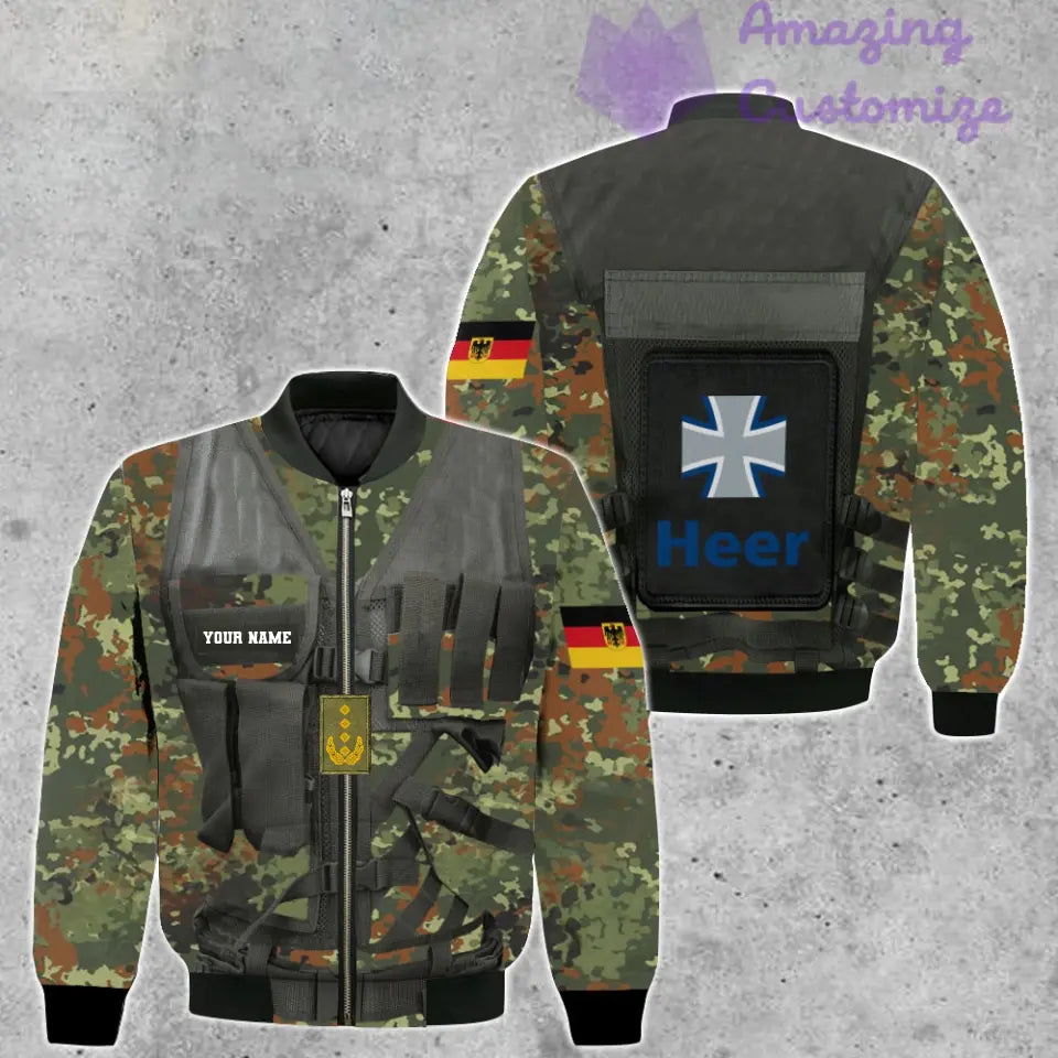 Personalized Germany Soldier/ Veteran Camo With Name And Rank Hoodie 3D Printed  - 17049312