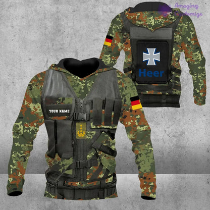 Personalized Germany Soldier/ Veteran Camo With Name And Rank Hoodie 3D Printed  - 17049312