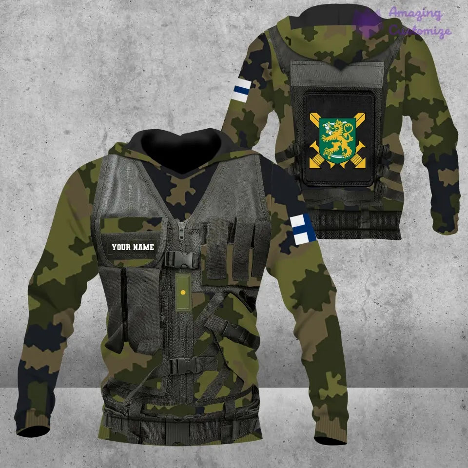 Personalized Finland Soldier/ Veteran Camo With Name And Rank Hoodie 3D Printed  - 1101240001