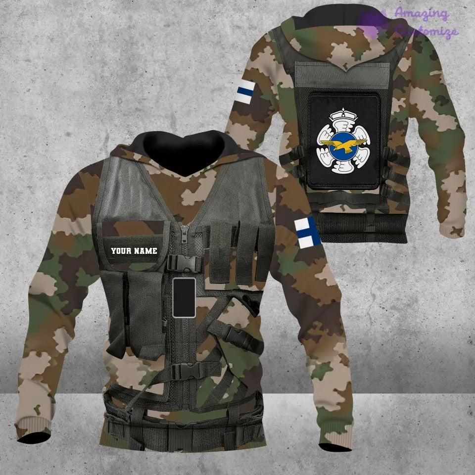 Personalized Finland Soldier/ Veteran Camo With Name And Rank Hoodie 3D Printed  - 1101240001