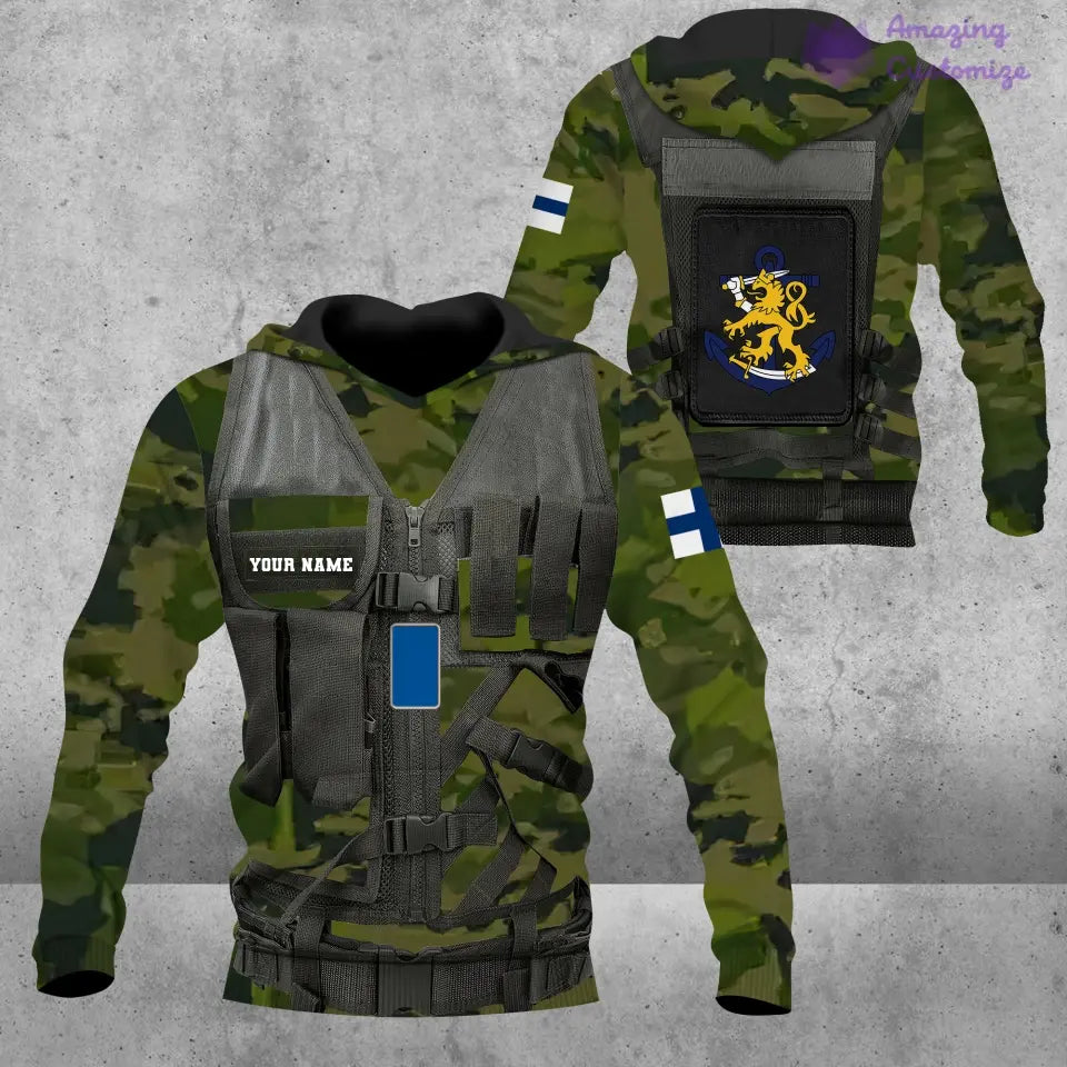 Personalized Finland Soldier/ Veteran Camo With Name And Rank Hoodie 3D Printed  - 17049312