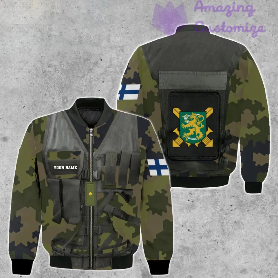 Personalized Finland Soldier/ Veteran Camo With Name And Rank Hoodie 3D Printed  - 1101240001