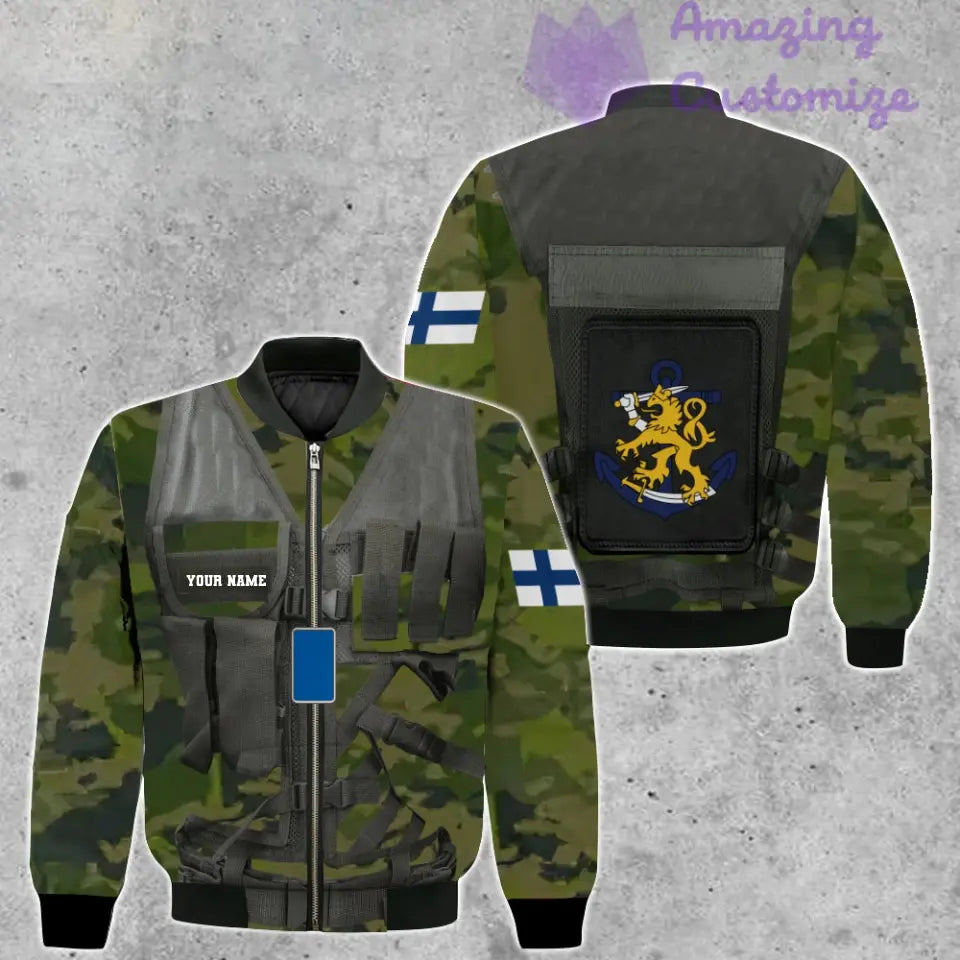 Personalized Finland Soldier/ Veteran Camo With Name And Rank Hoodie 3D Printed  - 1101240001