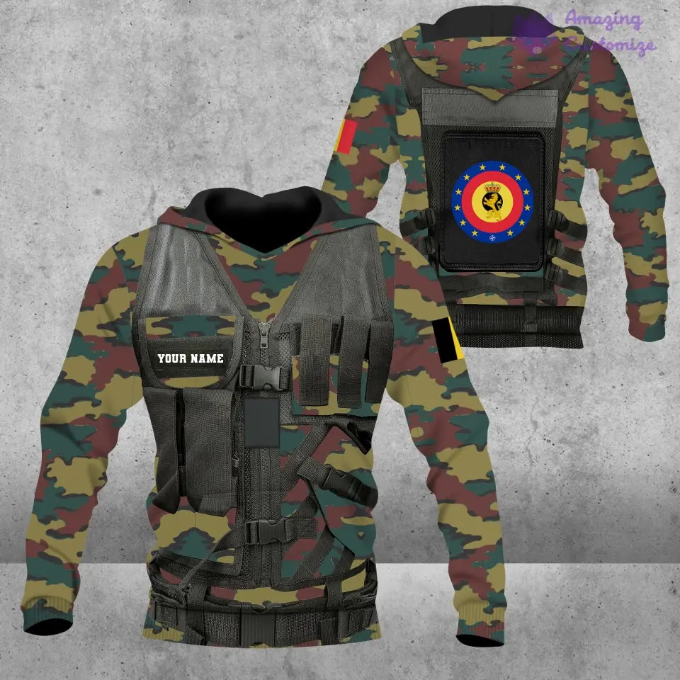 Personalized Belgium Soldier/ Veteran Camo With Name And Rank Hoodie 3D Printed  - 1101240001