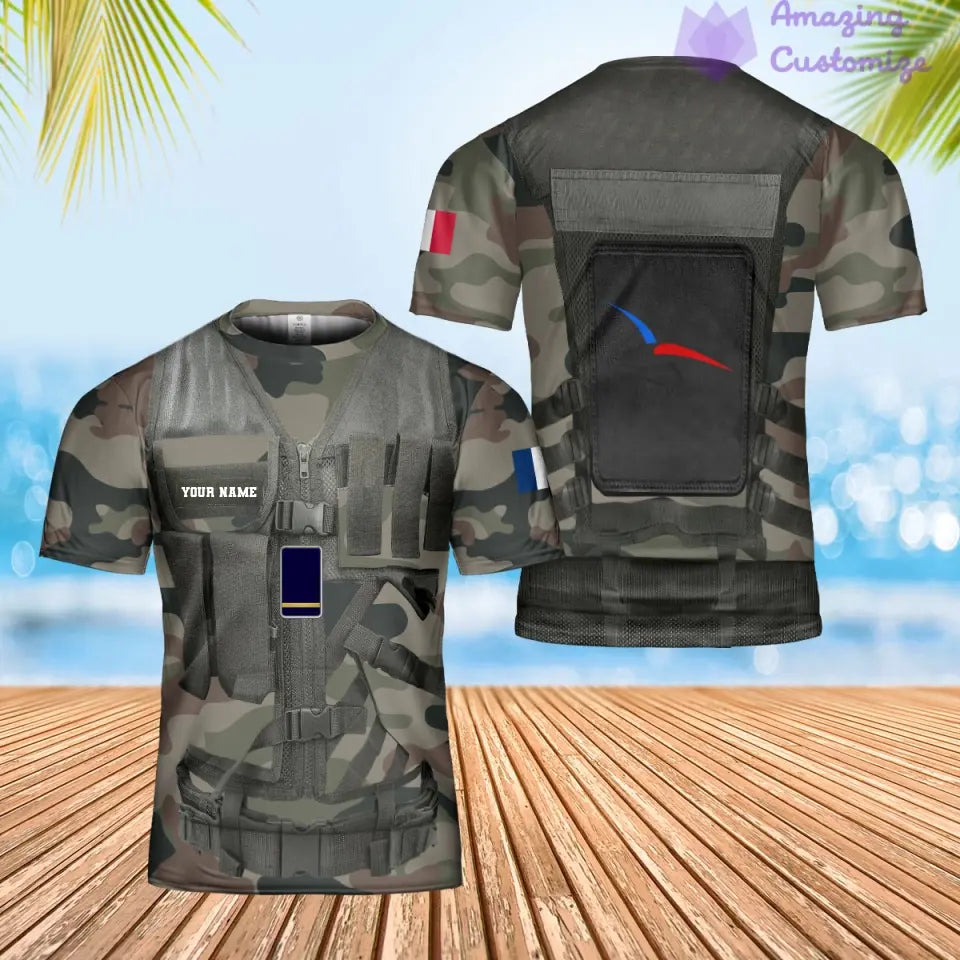 Personalized France Soldier/ Veteran Camo With Name And Rank Hawaiin Shirt 3D Printed  - 17049312