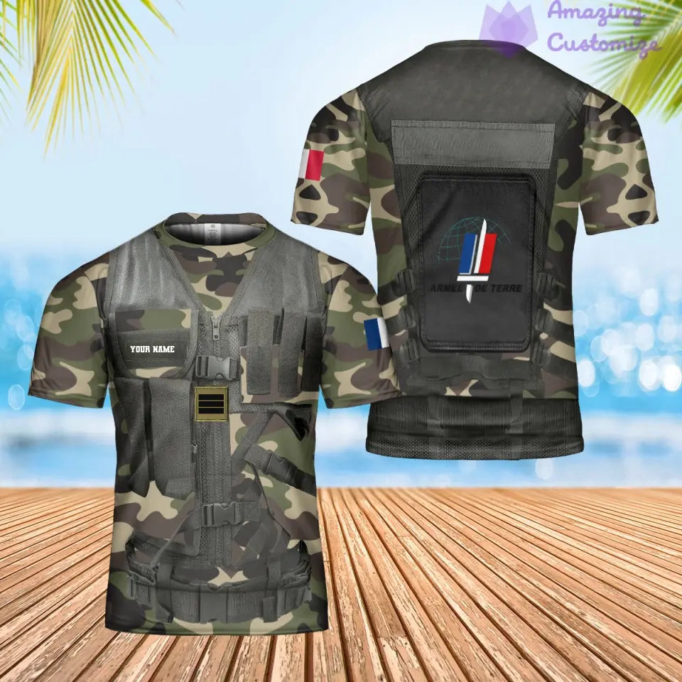 Personalized France Soldier/ Veteran Camo With Name And Rank Hawaiin Shirt 3D Printed  - 17049312
