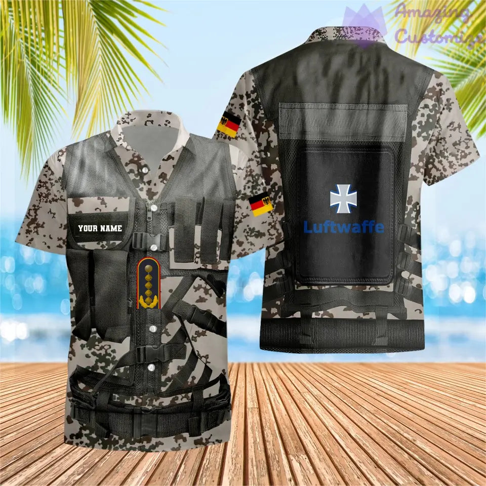 Personalized Germany Soldier/ Veteran Camo With Name And Rank Hawaiin Shirt 3D Printed  - 1101240001