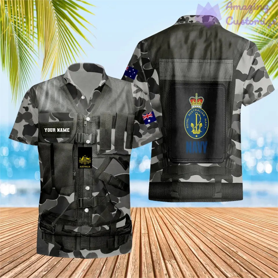 Personalized Australian Soldier/ Veteran Camo With Name And Rank Hawaiin Shirt 3D Printed  - 17049312