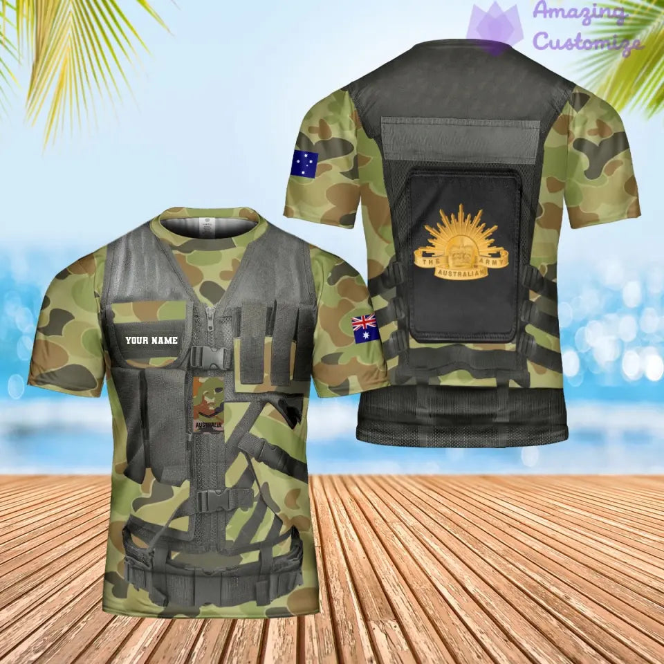 Personalized Australian Soldier/ Veteran Camo With Name And Rank Hawaiin Shirt 3D Printed  - 17049312