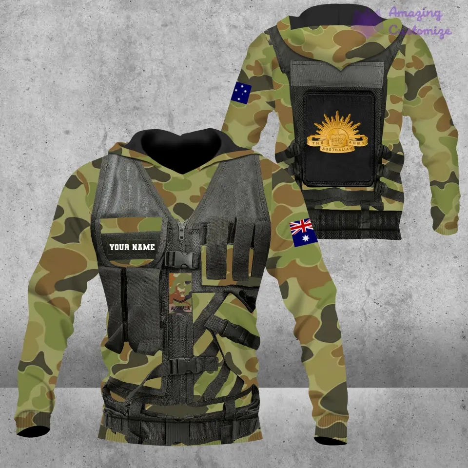 Personalized Australian Soldier/ Veteran Camo With Name And Rank Hawaiin Shirt 3D Printed  - 17049312