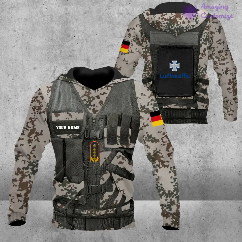 Personalized Germany Soldier/ Veteran Camo With Name And Rank Hoodie 3D Printed  - 17049312