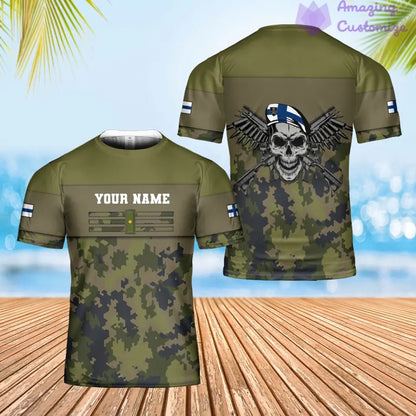 Personalized Finland Soldier/ Veteran Camo With Name And Rank T-shirt 3D Printed  - 17070912