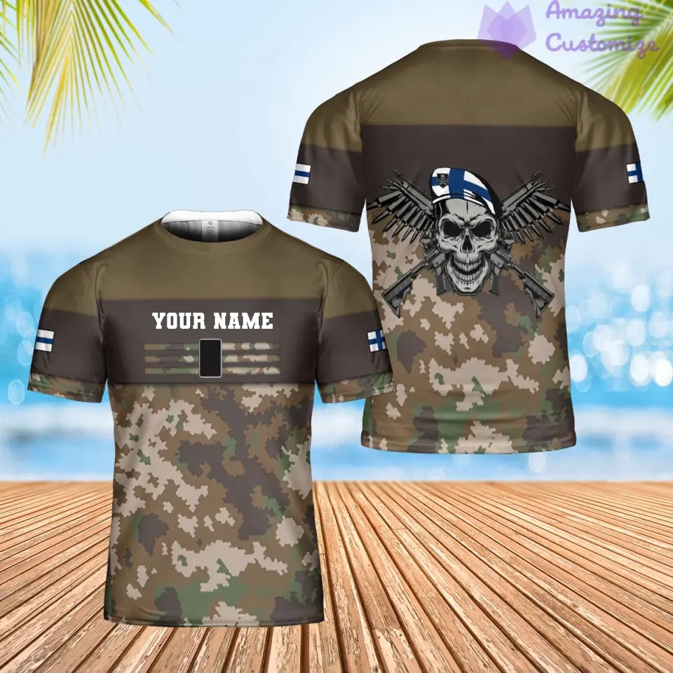 Personalized Finland Soldier/ Veteran Camo With Name And Rank T-shirt 3D Printed  - 17070912