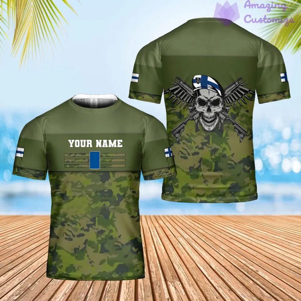 Personalized Finland Soldier/ Veteran Camo With Name And Rank T-shirt 3D Printed  - 0502240001