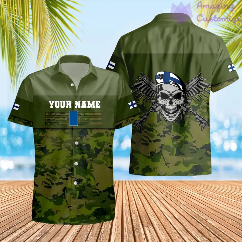 Personalized Finland Soldier/ Veteran Camo With Name And Rank T-shirt 3D Printed  - 17070912
