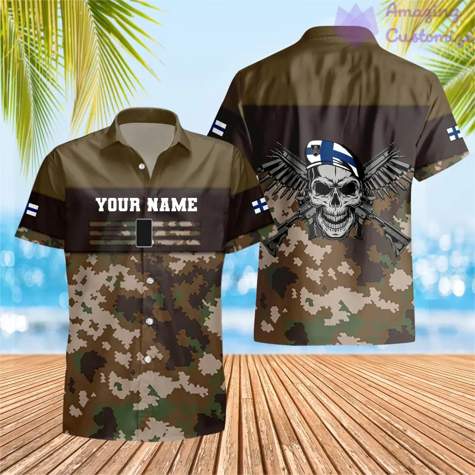 Personalized Finland Soldier/ Veteran Camo With Name And Rank T-shirt 3D Printed  - 17070912