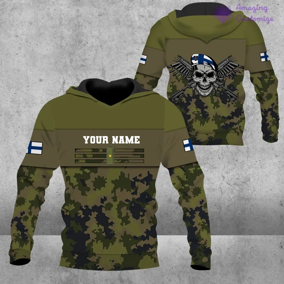 Personalized Finland Soldier/ Veteran Camo With Name And Rank T-shirt 3D Printed  - 17070912