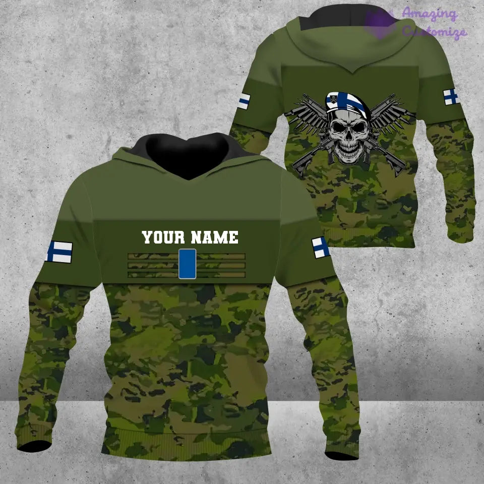 Personalized Finland Soldier/ Veteran Camo With Name And Rank T-shirt 3D Printed  - 17070912