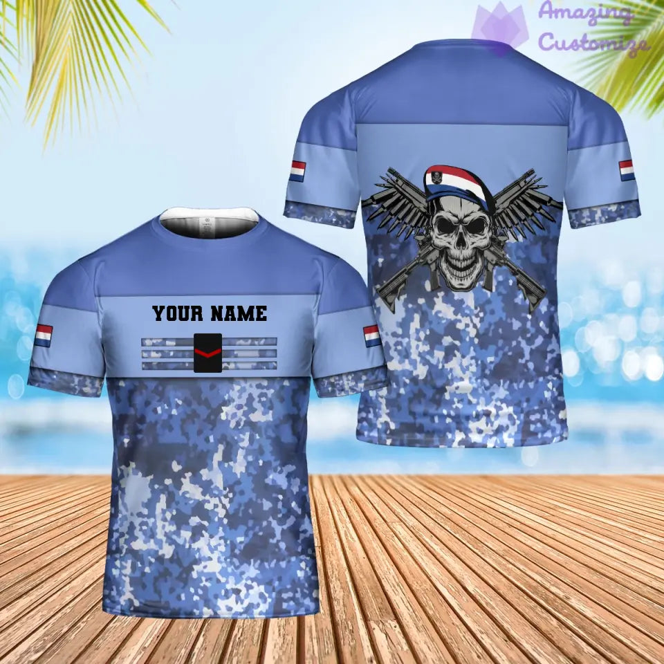T-shirt personnalisé avec camouflage soldat/vétéran néerlandais avec nom et grade imprimé en 3D - 0502240003