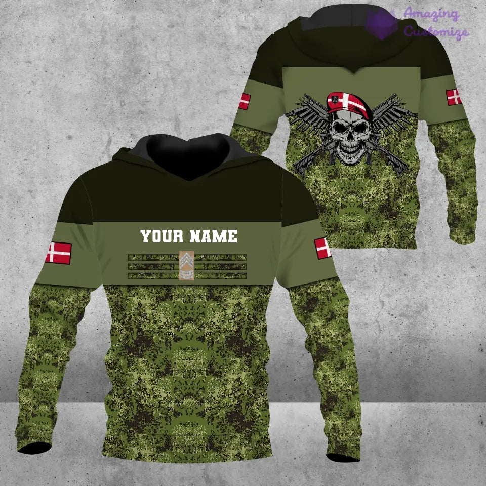 Personalized Denmark Soldier/ Veteran Camo With Name And Rank T-shirt 3D Printed - 0502240003