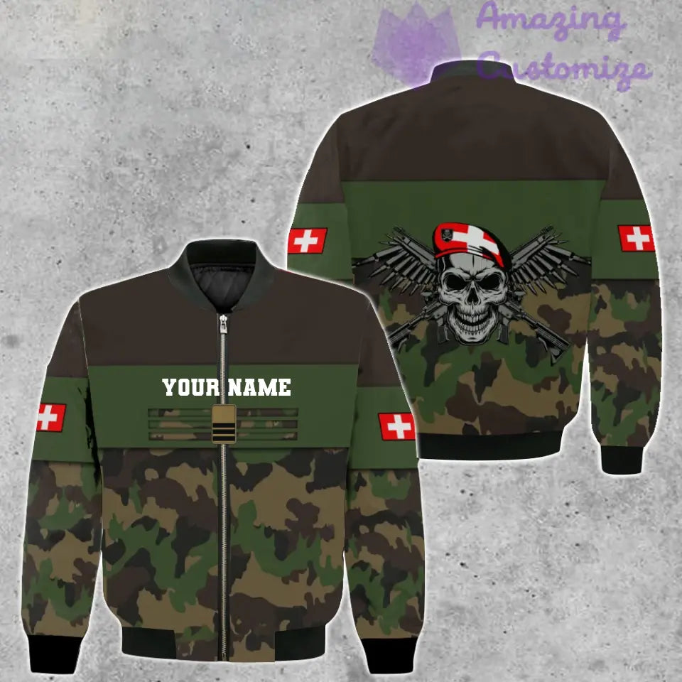 Personalized Swiss Soldier/ Veteran Camo With Name And Rank T-shirt 3D Printed - 0402240003