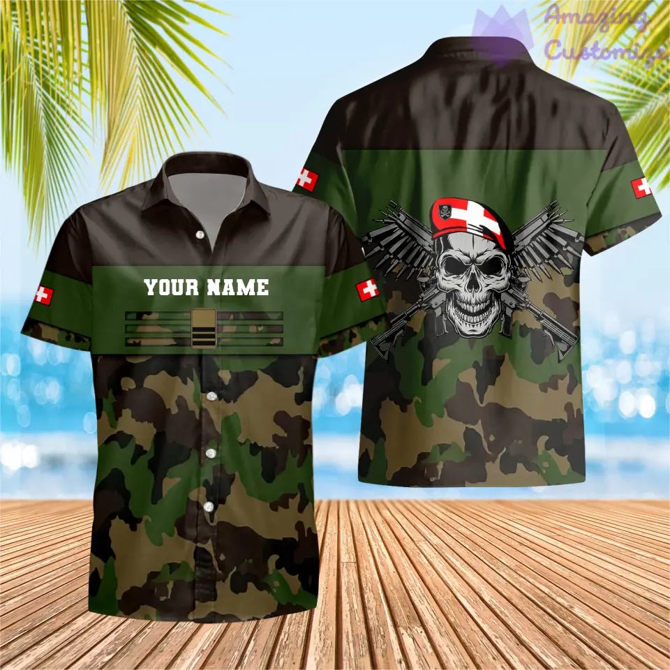Personalized Swiss Soldier/ Veteran Camo With Name And Rank T-shirt 3D Printed - 0402240003