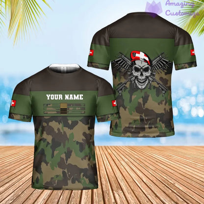 Personalized Swiss Soldier/ Veteran Camo With Name And Rank T-shirt 3D Printed - 1707004802