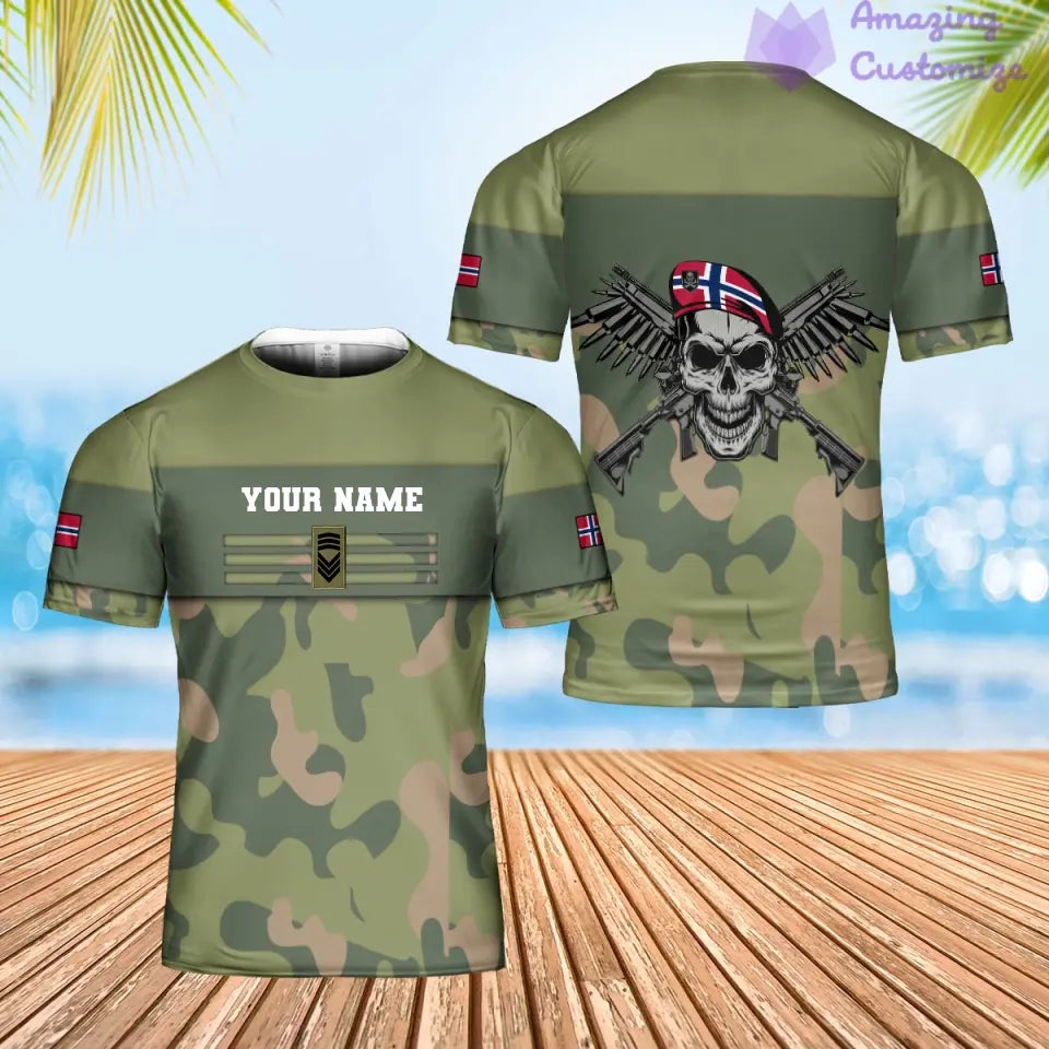Personalized Norway Soldier/ Veteran Camo With Name And Rank T-shirt 3D Printed - 1707177602