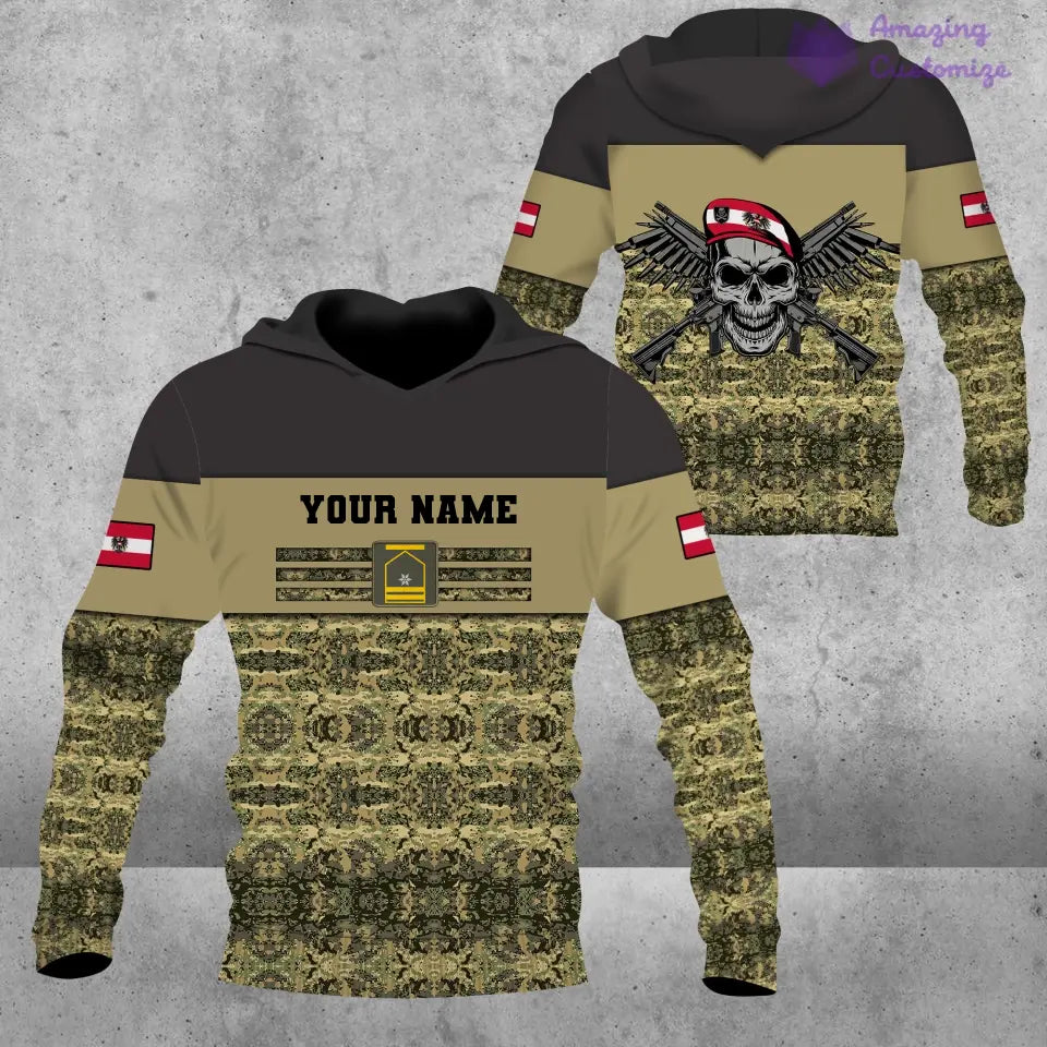 Personalized Austrian Soldier/ Veteran Camo With Name And Rank T-shirt 3D Printed - 17067456