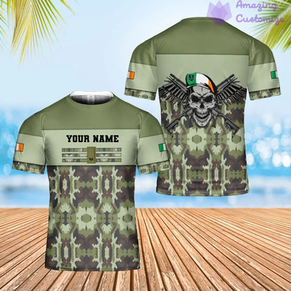 Personalized Ireland Soldier/ Veteran Camo With Name And Rank T-shirt 3D Printed  - 1201240001