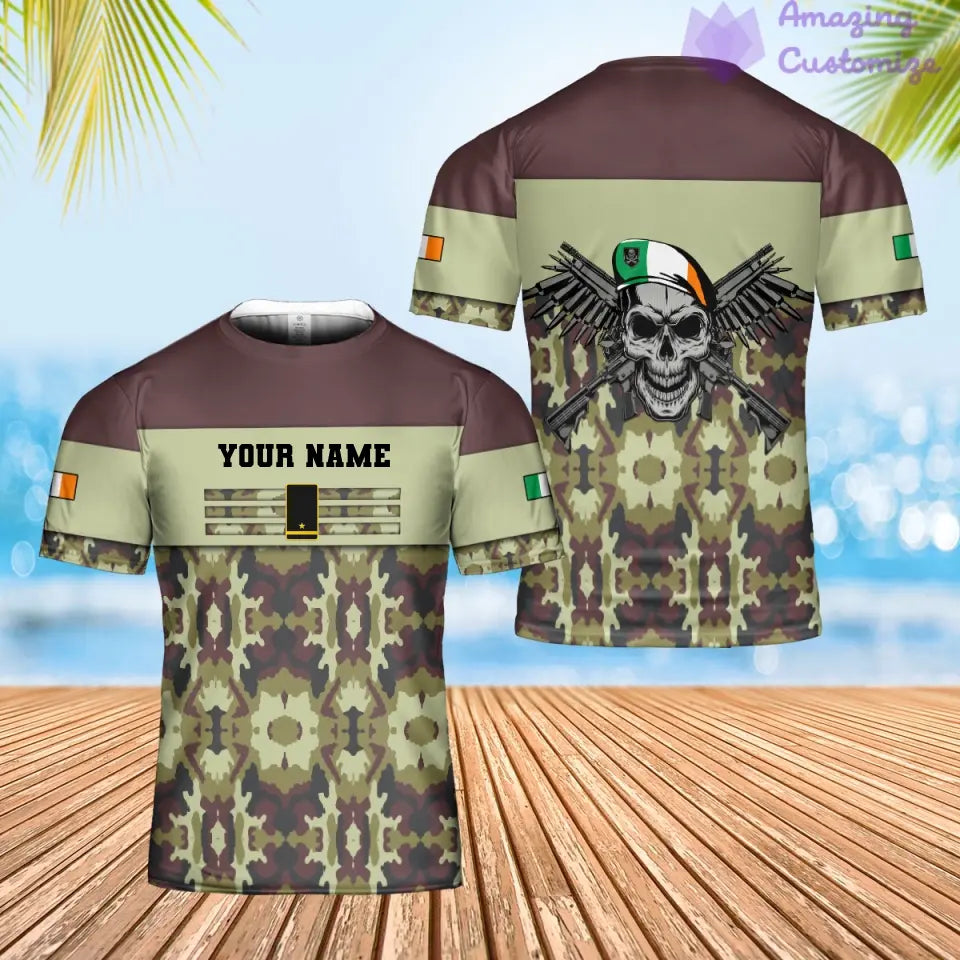 Personalized Ireland Soldier/ Veteran Camo With Name And Rank T-shirt 3D Printed  - 1201240001