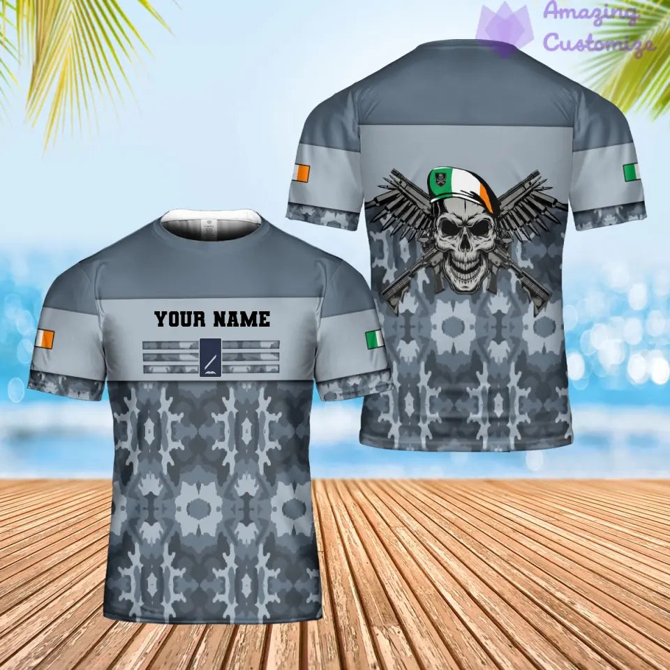 Personalized Ireland Soldier/ Veteran Camo With Name And Rank T-shirt 3D Printed  - 1201240001