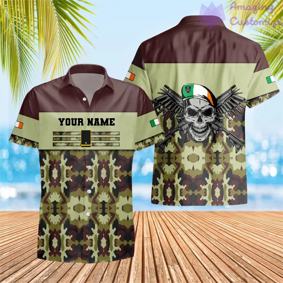 Personalized Ireland Soldier/ Veteran Camo With Name And Rank T-shirt 3D Printed  - 1201240001
