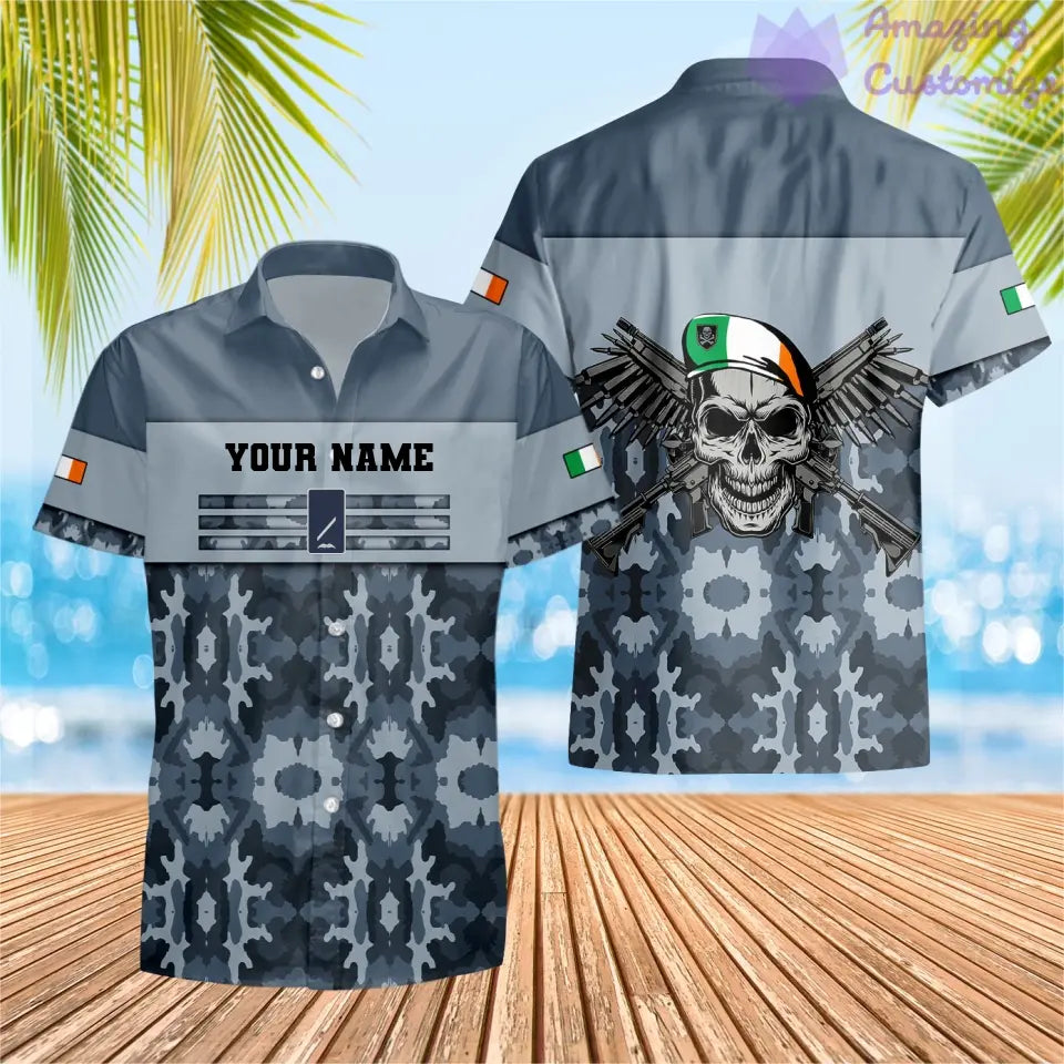 Personalized Ireland Soldier/ Veteran Camo With Name And Rank T-shirt 3D Printed  - 1201240001