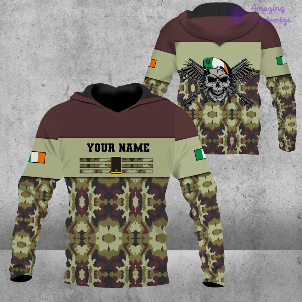Personalized Ireland Soldier/ Veteran Camo With Name And Rank T-shirt 3D Printed  - 1201240001
