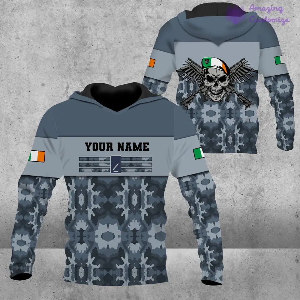 Personalized Ireland Soldier/ Veteran Camo With Name And Rank T-shirt 3D Printed  - 1201240001