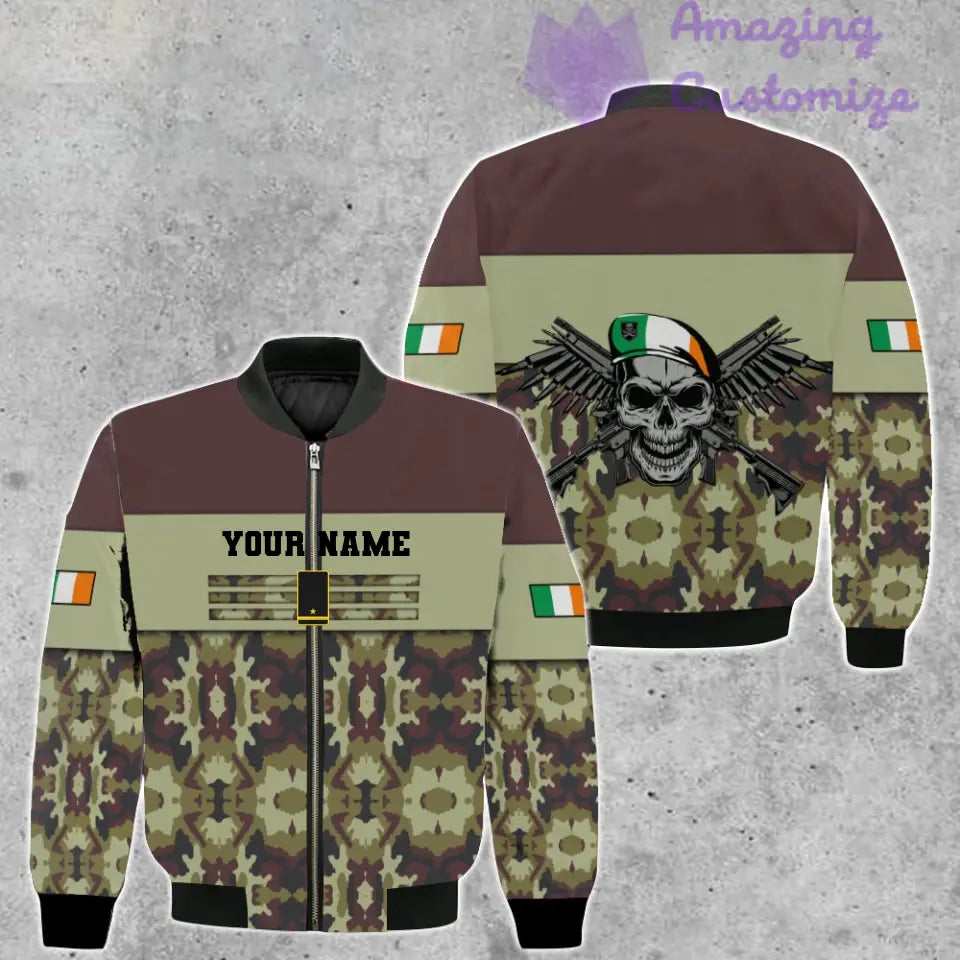 Personalized Ireland Soldier/ Veteran Camo With Name And Rank T-shirt 3D Printed  - 1201240001