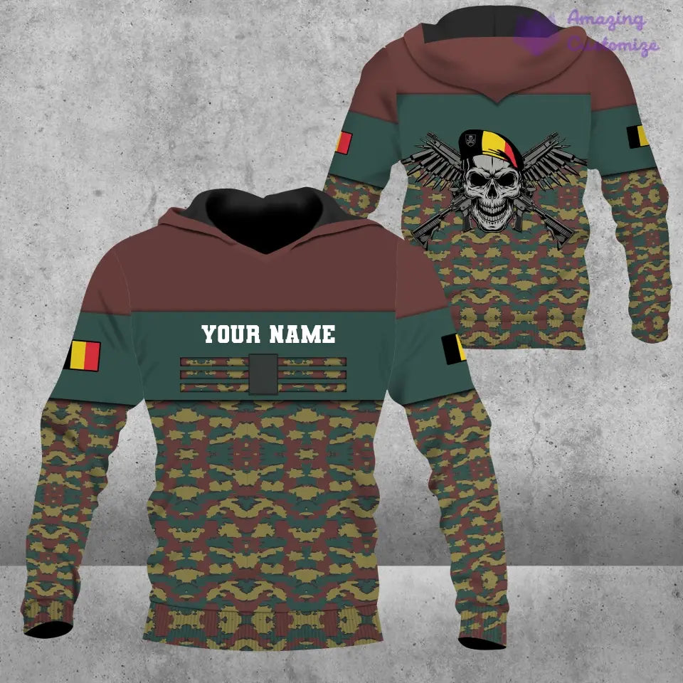 Personalized Belgium Soldier/ Veteran Camo With Name And Rank T-shirt 3D Printed  - 1201240001