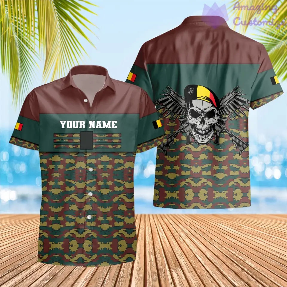 Personalized Belgium Soldier/ Veteran Camo With Name And Rank T-shirt 3D Printed  - 1201240001