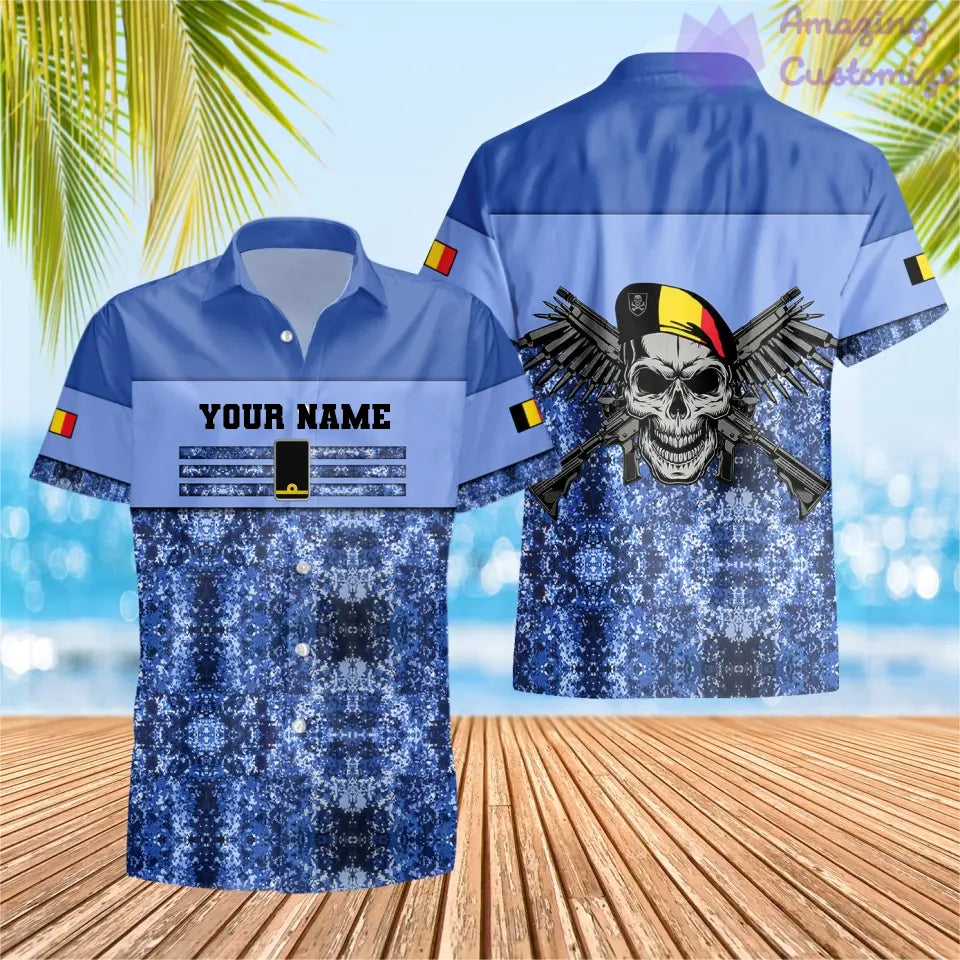 Personalized Belgium Soldier/ Veteran Camo With Name And Rank T-shirt 3D Printed  - 1201240001