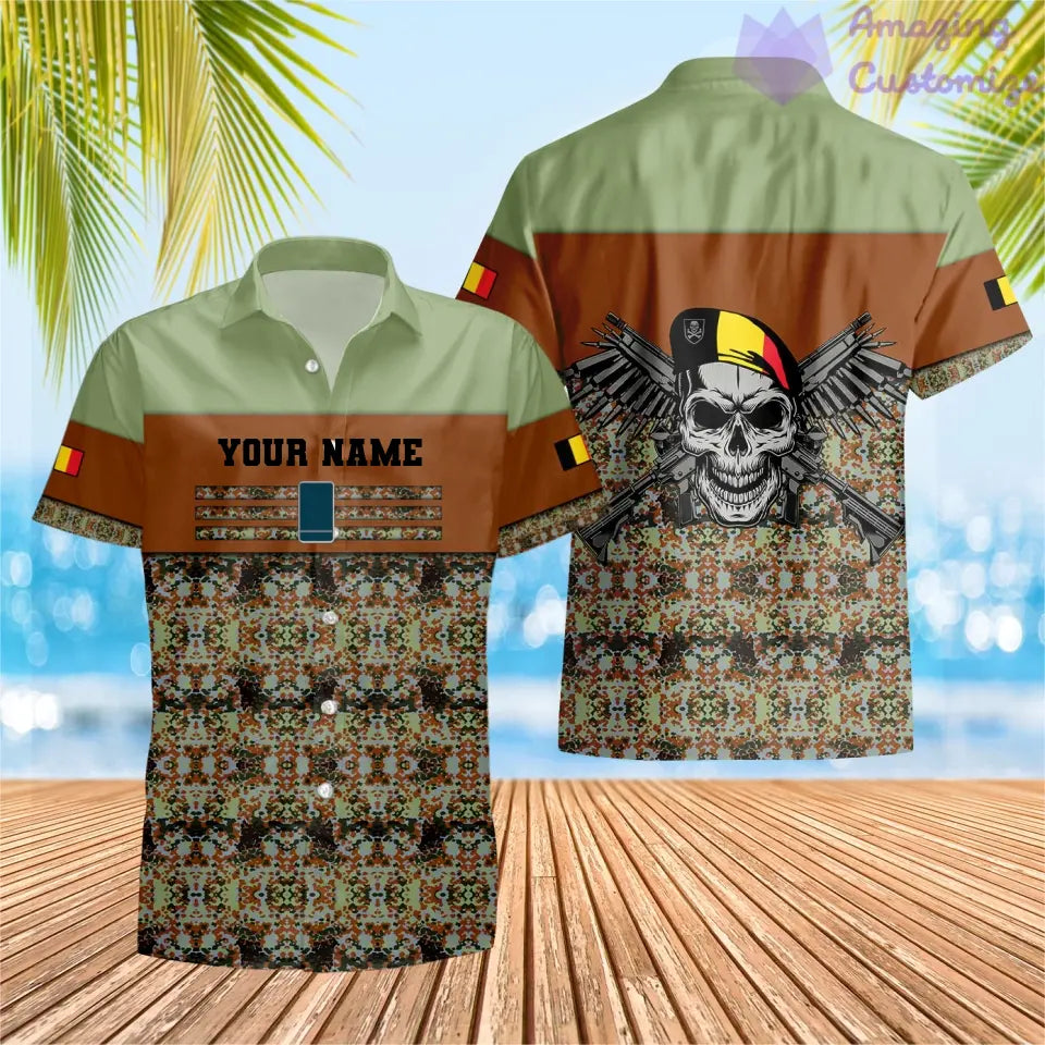 Personalized Belgium Soldier/ Veteran Camo With Name And Rank T-shirt 3D Printed  - 1201240001