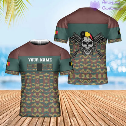 Personalized Belgium Soldier/ Veteran Camo With Name And Rank T-shirt 3D Printed  - 1201240001