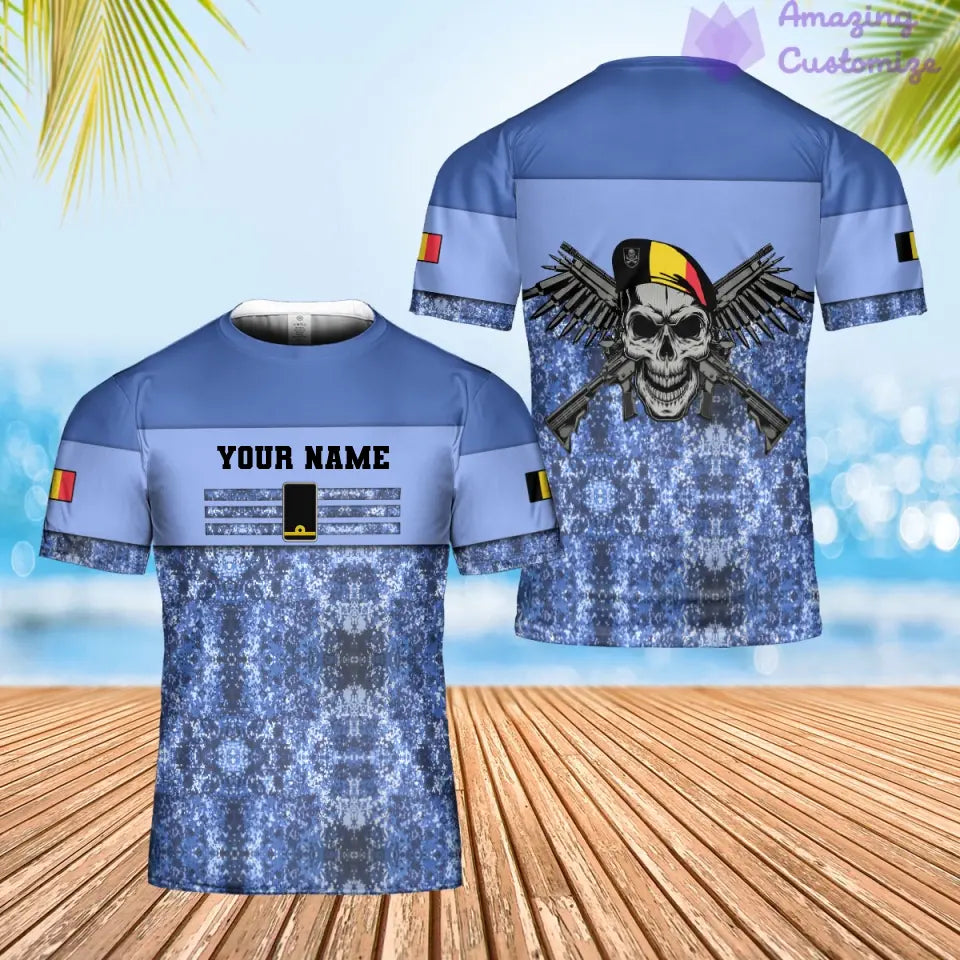 Personalized Belgium Soldier/ Veteran Camo With Name And Rank T-shirt 3D Printed  - 1201240001