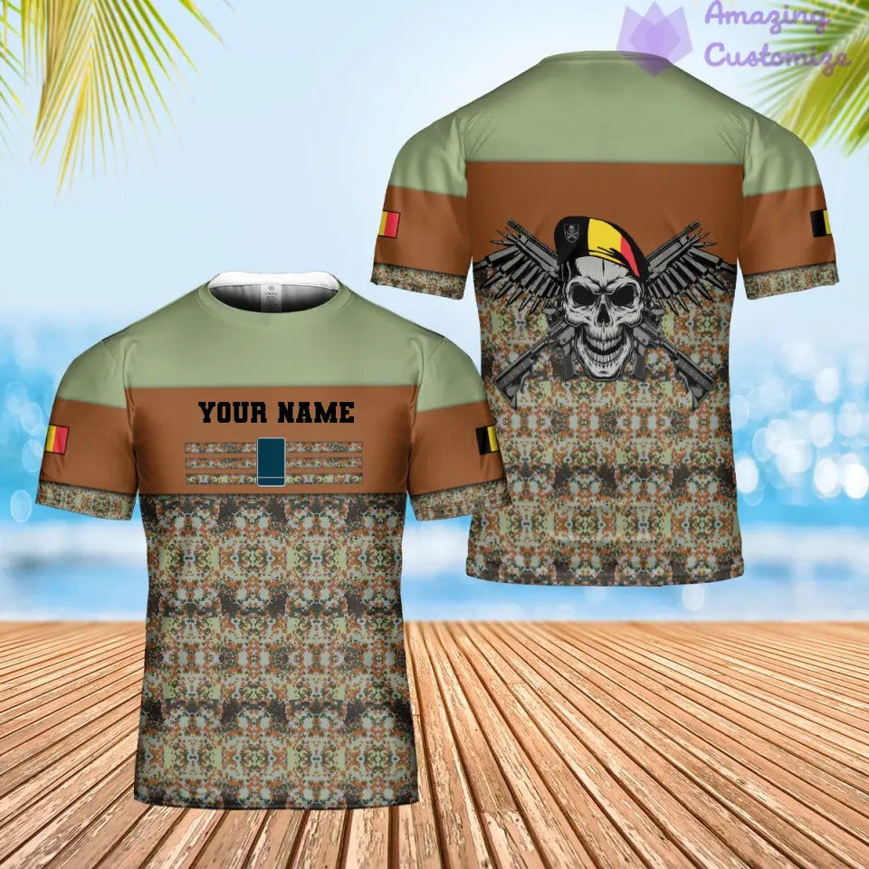 Personalized Belgium Soldier/ Veteran Camo With Name And Rank T-shirt 3D Printed  - 1201240001