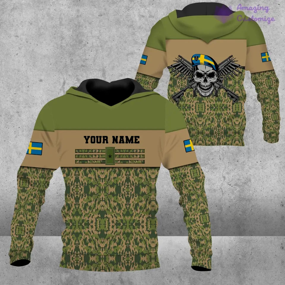 Personalized Sweden Soldier/ Veteran Camo With Name And Rank T-shirt 3D Printed - 0602240003