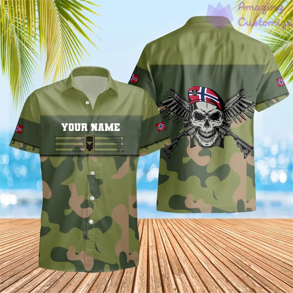 Personalized Norway Soldier/ Veteran Camo With Name And Rank Hawaiin Shirt 3D Printed - 17050176